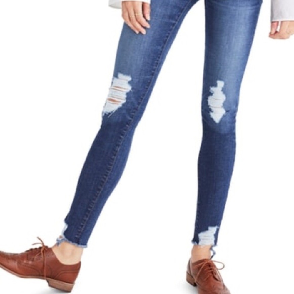 Madewell 9 inch skinny high rise distressed jeans